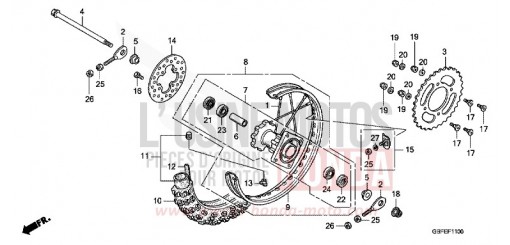 ROUE ARRIERE CR85R7 de 2007